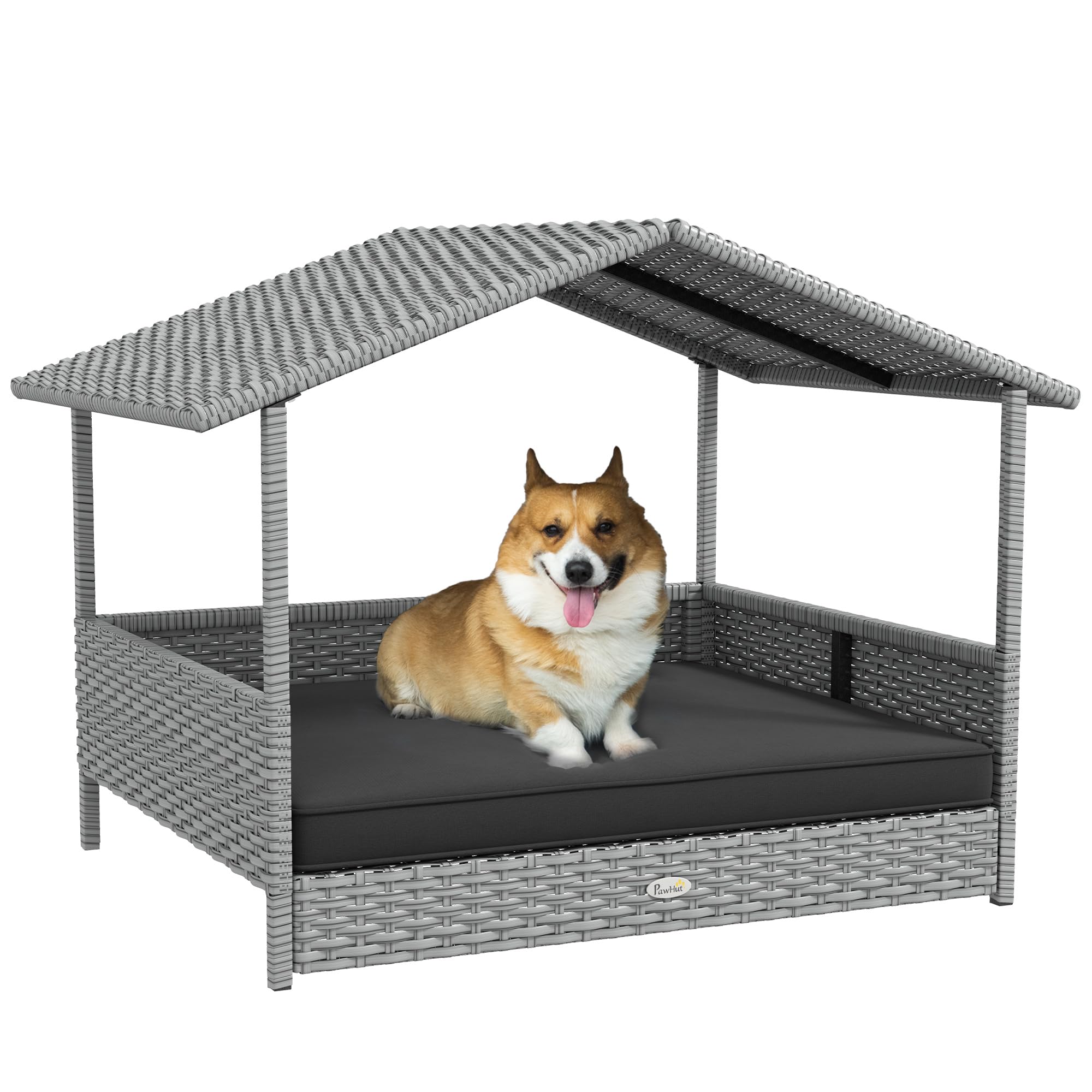Amazon.com : PawHut Wicker Dog House Outdoor with Canopy
